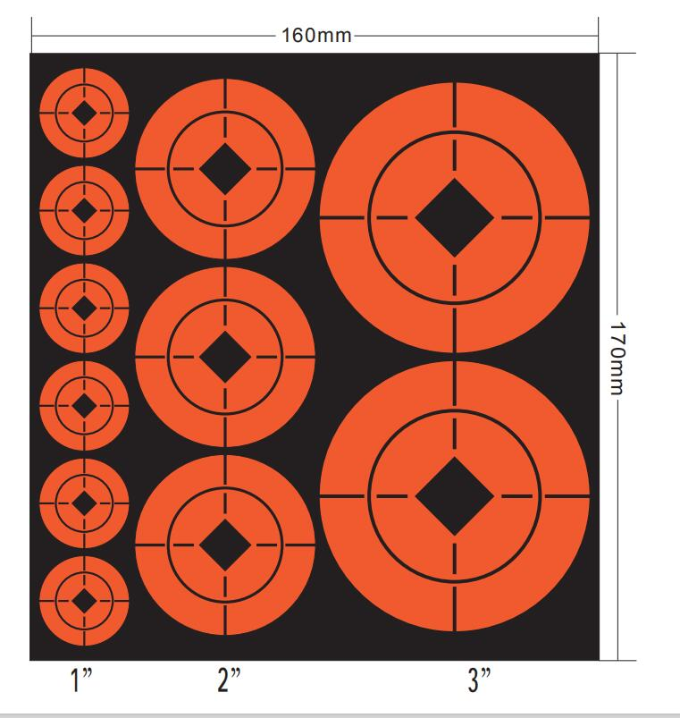 1, 2, 3 Inch Shooting Target Paper Silhouette Adhesive Sticker Patch