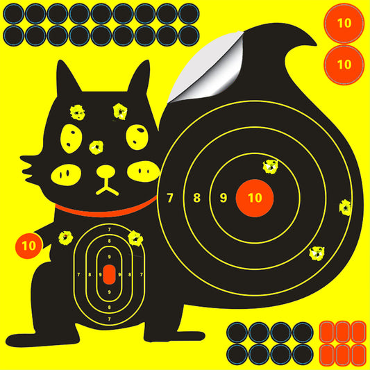 Squirrel Present The Bull 's-eye 12*12 Inch Splatter Yellow Adhesive Shooting Paper Target