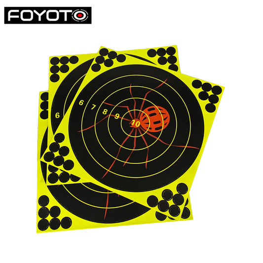 Marked Red Spider Bullseye 8 Inch Splatter Yellow Adhesive Shooting Paper Target