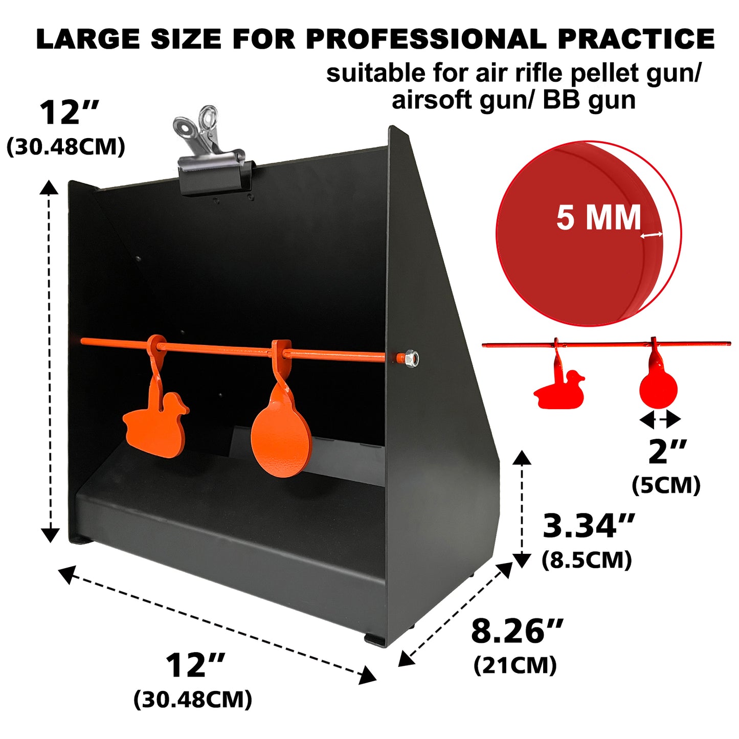 For .22LR Pellets Catcher Steel Paper Shooting Target