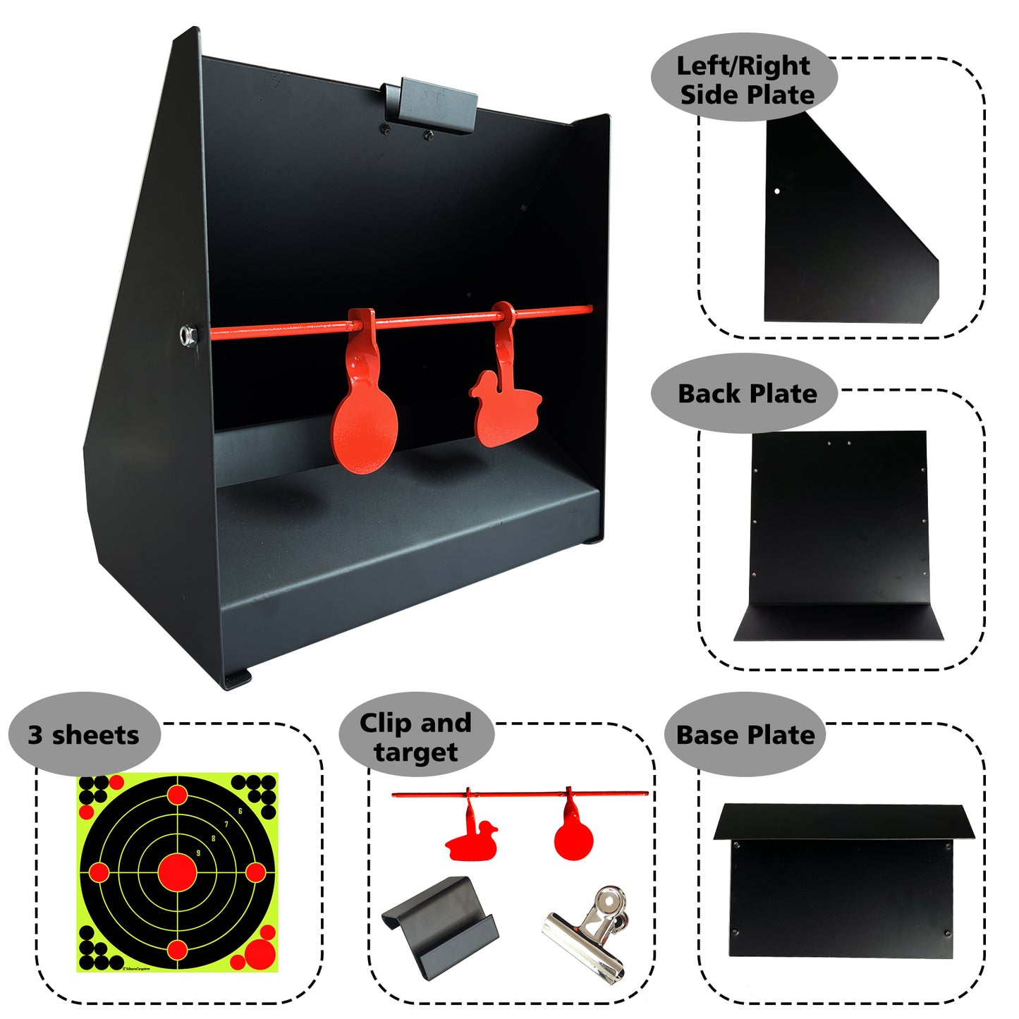 For .22LR Pellets Catcher Steel Paper Shooting Target