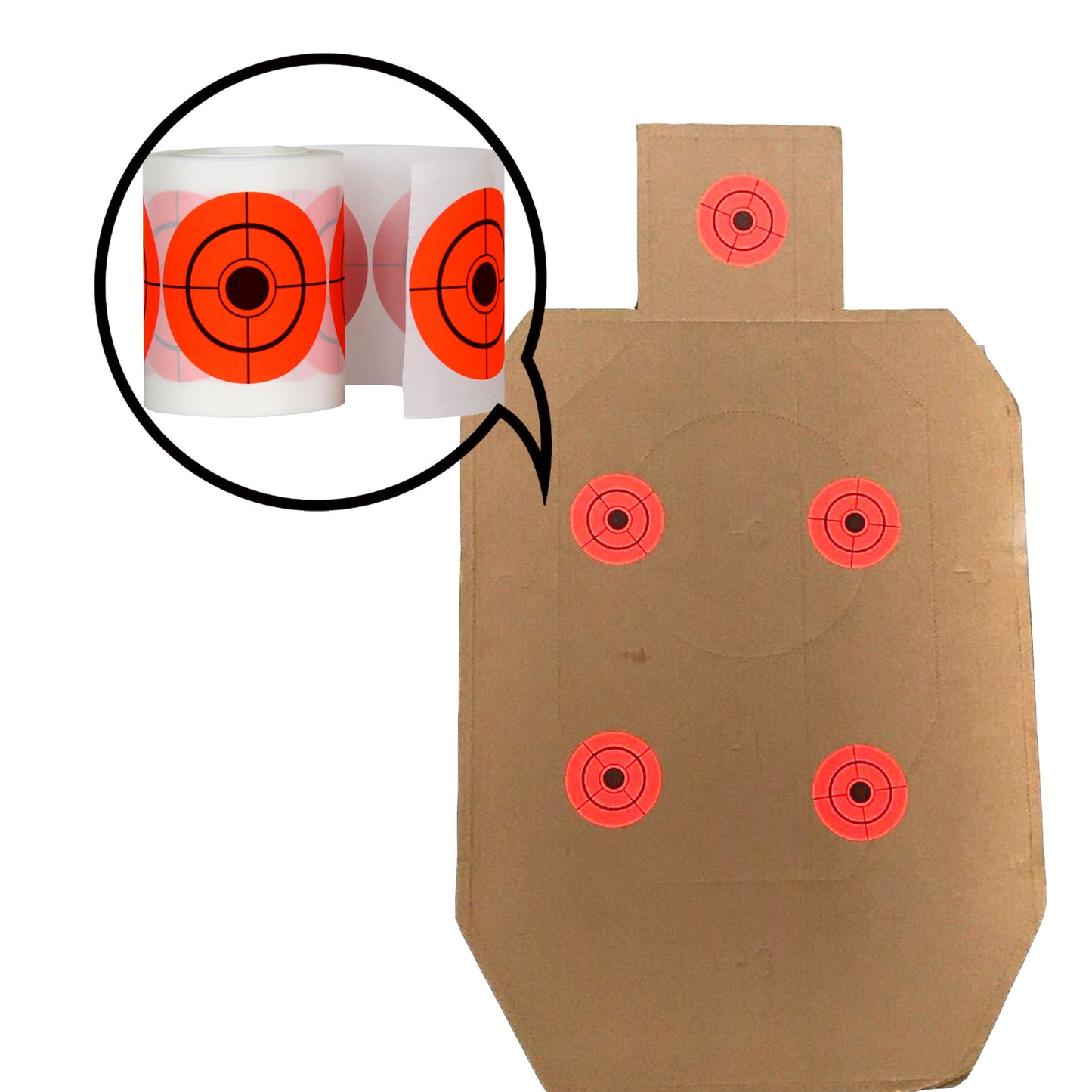 250pcs/roll 2/3inch Neon Orange Self adhesive Bullseye shooting paper Target stickers for shooting training