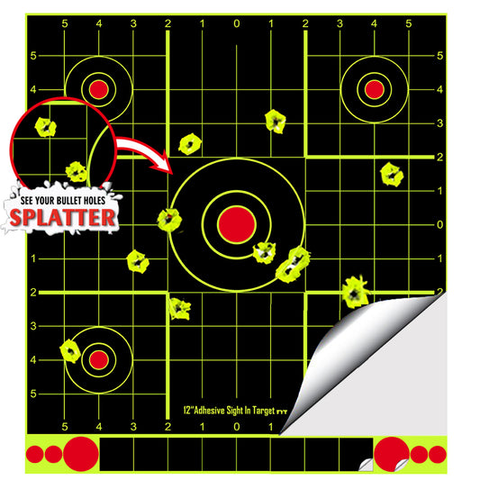 Square Shape Splatterburst Shooting Reactive Target 12 x 12 Inch Splatter Adhesive Paper Shooting Target