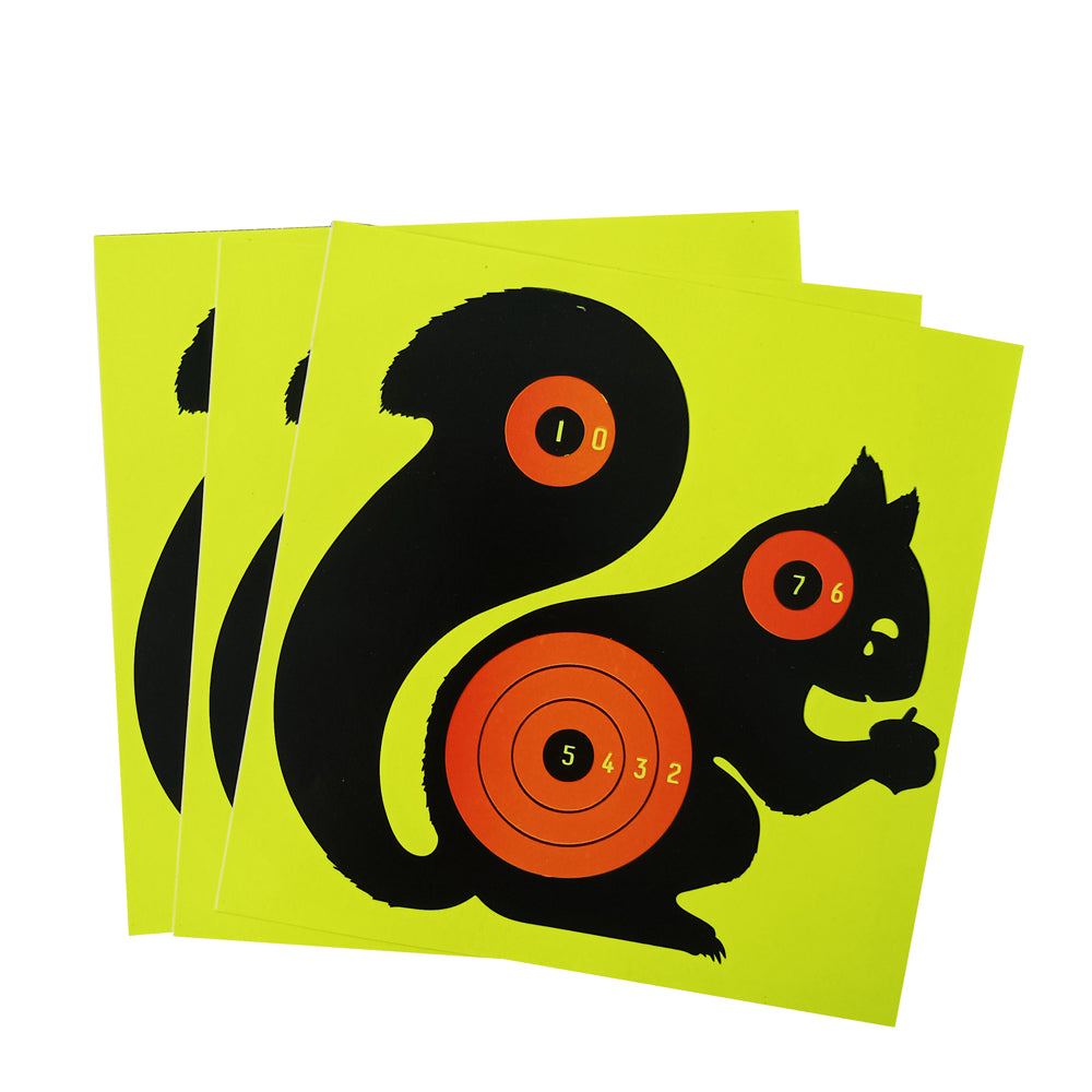 8 Inch Squirrel Animal Yellow Splatter Adhesive AirGun Shooting Paper Target