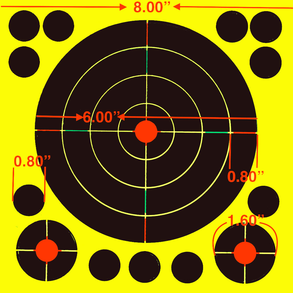 8 inch Tri-color Splash Splatter Adhesive Paper Target Shooting