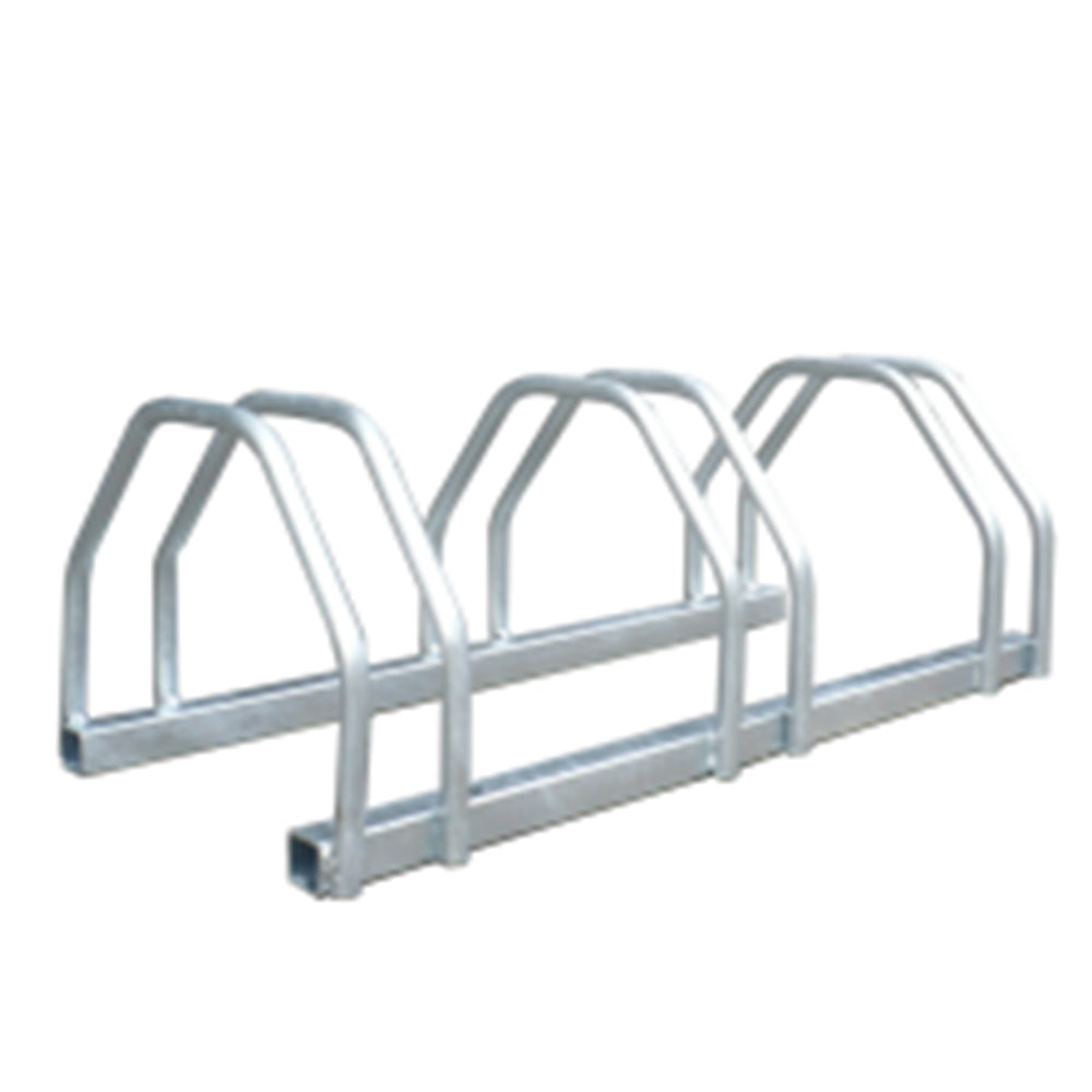 Three-seat Silver Square Tube Bicycle Parking Racks