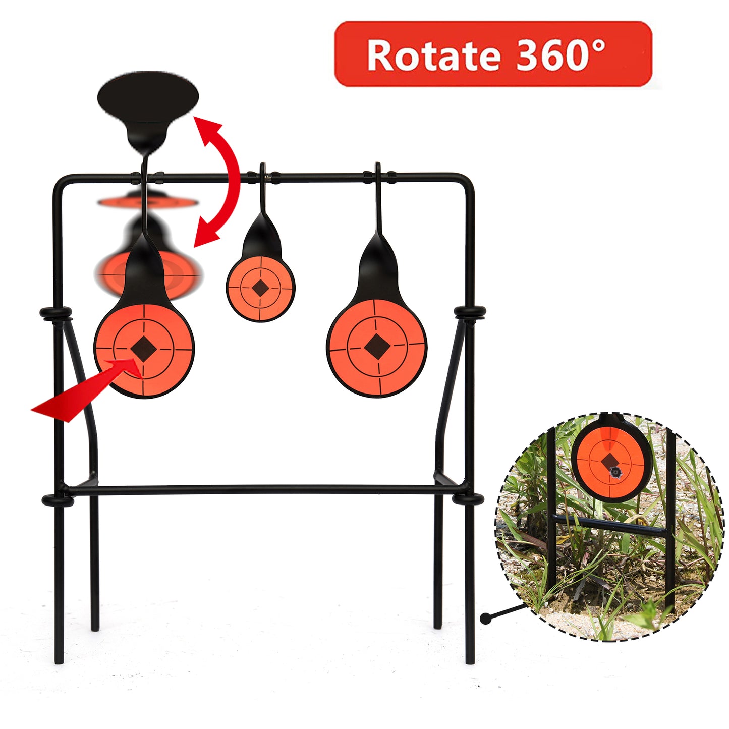 Outdoor Field BB Pellets Gun Metallic Triple Spinner Plinking Metal Shooting Targets