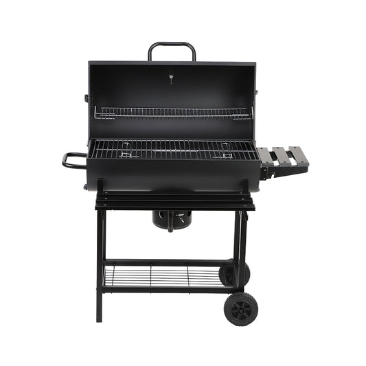 Outdoor Barbecue Trolley Smoker Big Oil Drum Barrel BBQ Charcoal Grill Manufacture with Folding Side and Front Table