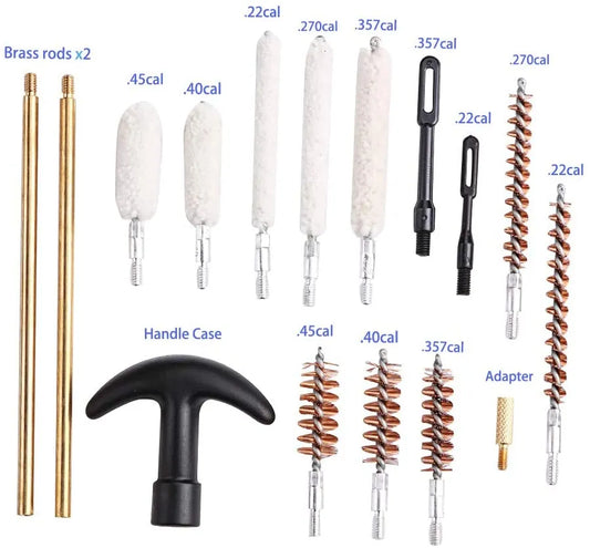 16pcs Universal Gun Cleaning Kit Barrel Brushes Tools for .22.357.270 7mm.40.44.45 cal