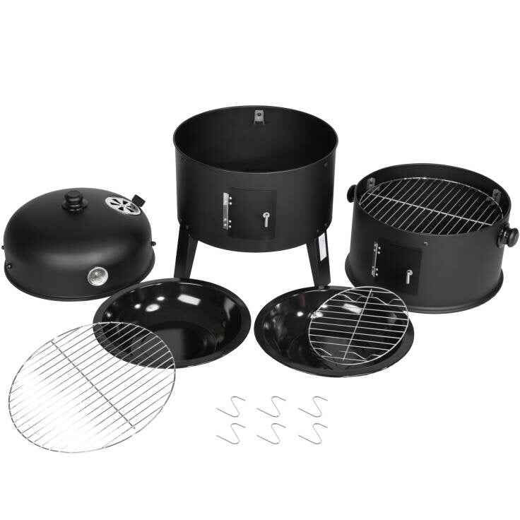 16 Inches 3 in 1 Multi-functions BBQ Smoker Charcoal Vertical Grill