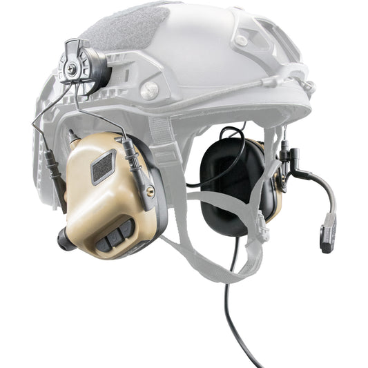 Electronic Noise Reduction Communication Earmuffs for ARC ( FAST Helmet ) with a Communication Line