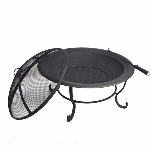 Black Metal Big Folding Steel BBQ Charcoal Grill Backyard Bonfire Fire Pit