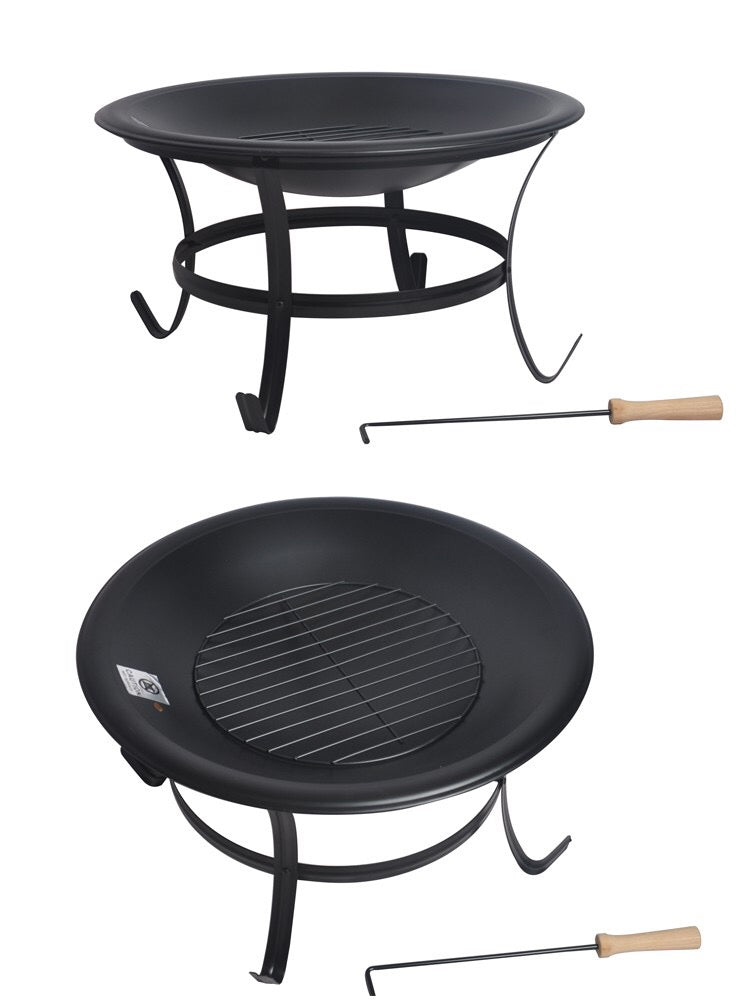 Black Metal Big Folding Steel BBQ Charcoal Grill Backyard Bonfire Fire Pit