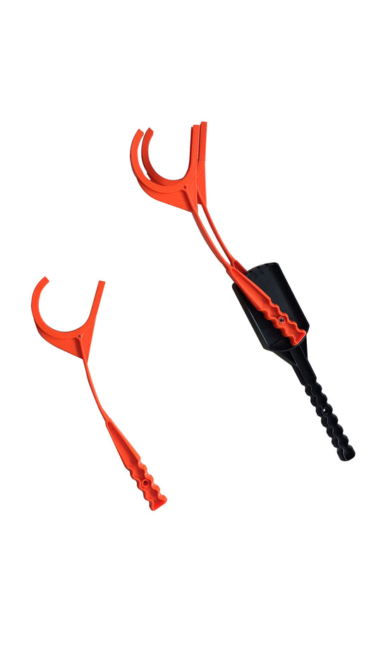 Orange Double Handle Hand Clay Target Thrower with Black Handle