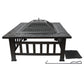 3 in 1 Fire Pit Outdoor Warmer Wood Charcoal Square Fire Table Charcoal Grill with Poker and Flame Screen Bonfire