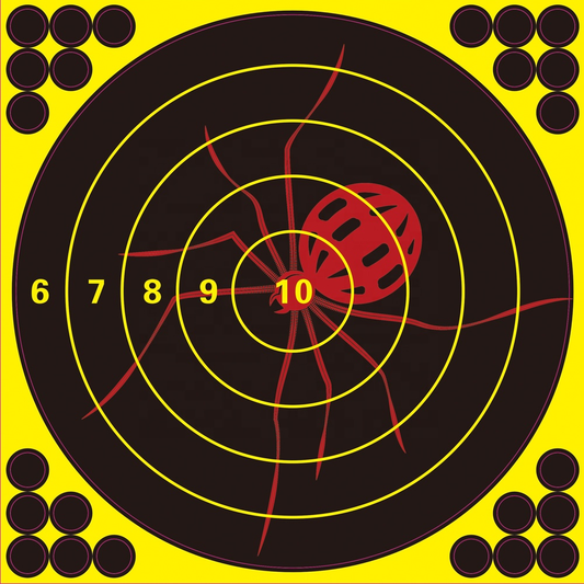 Marked Red Spider Bullseye 8 Inch Splatter Yellow Adhesive Shooting Paper Target