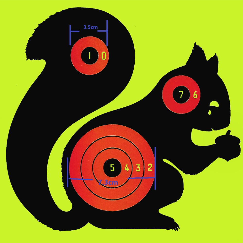 8 Inch Squirrel Animal Yellow Splatter Adhesive AirGun Shooting Paper Target