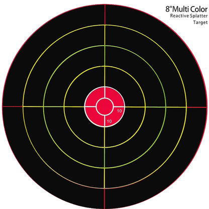 8 inch Tri-color bullseye Splash Splatter Adhesive Paper Shooting Target