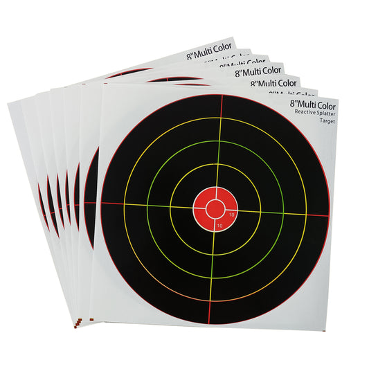 8 inch Tri-color bullseye Splash Splatter Adhesive Paper Shooting Target
