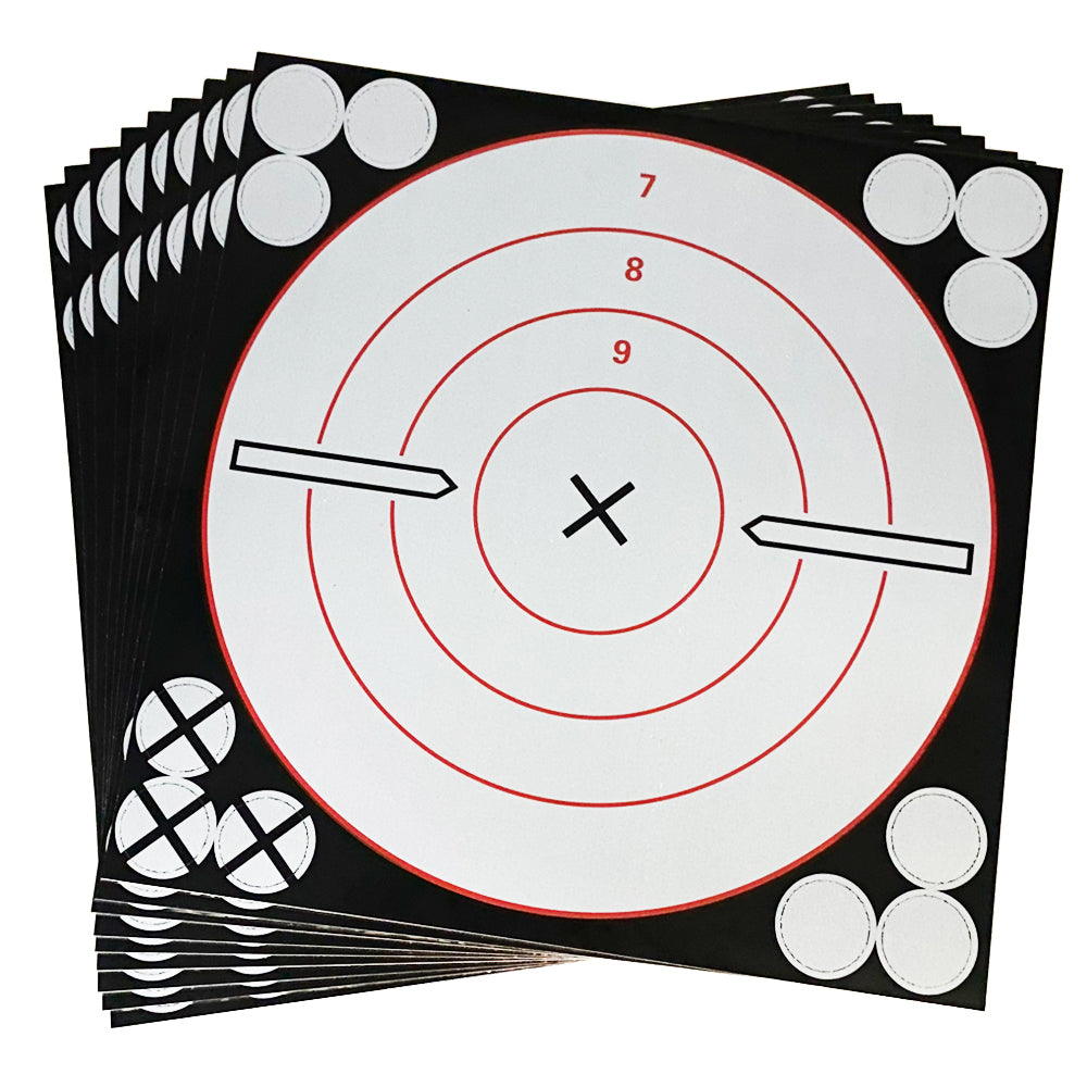 White Circular Splash Black Bull's Eye 8*8 Inch No-adhesive Shooting Paper Target