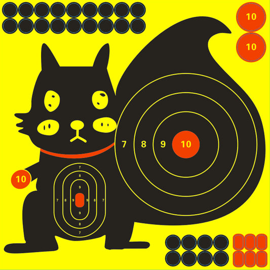 Squirrel Present The Bull 's-eye 12*12 Inch Splatter Yellow Adhesive Shooting Paper Target