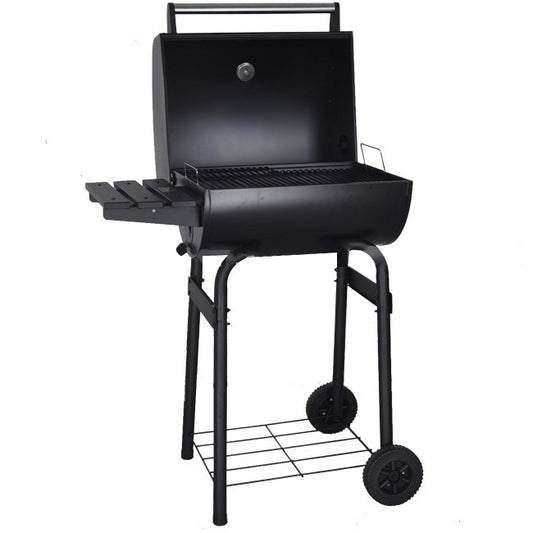 Moveable Trolley Barrel Barbecue Charcoal BBQ Grill Smoker with Trolley