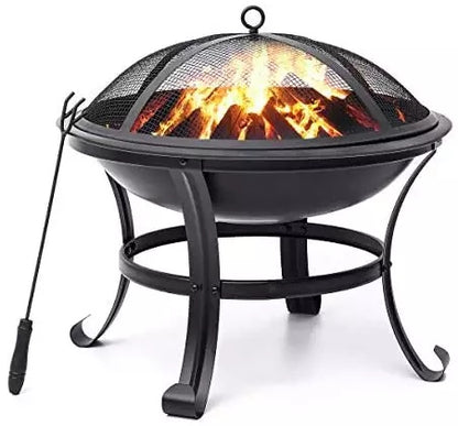 Black Metal Big Folding Steel BBQ Charcoal Grill Backyard Bonfire Fire Pit