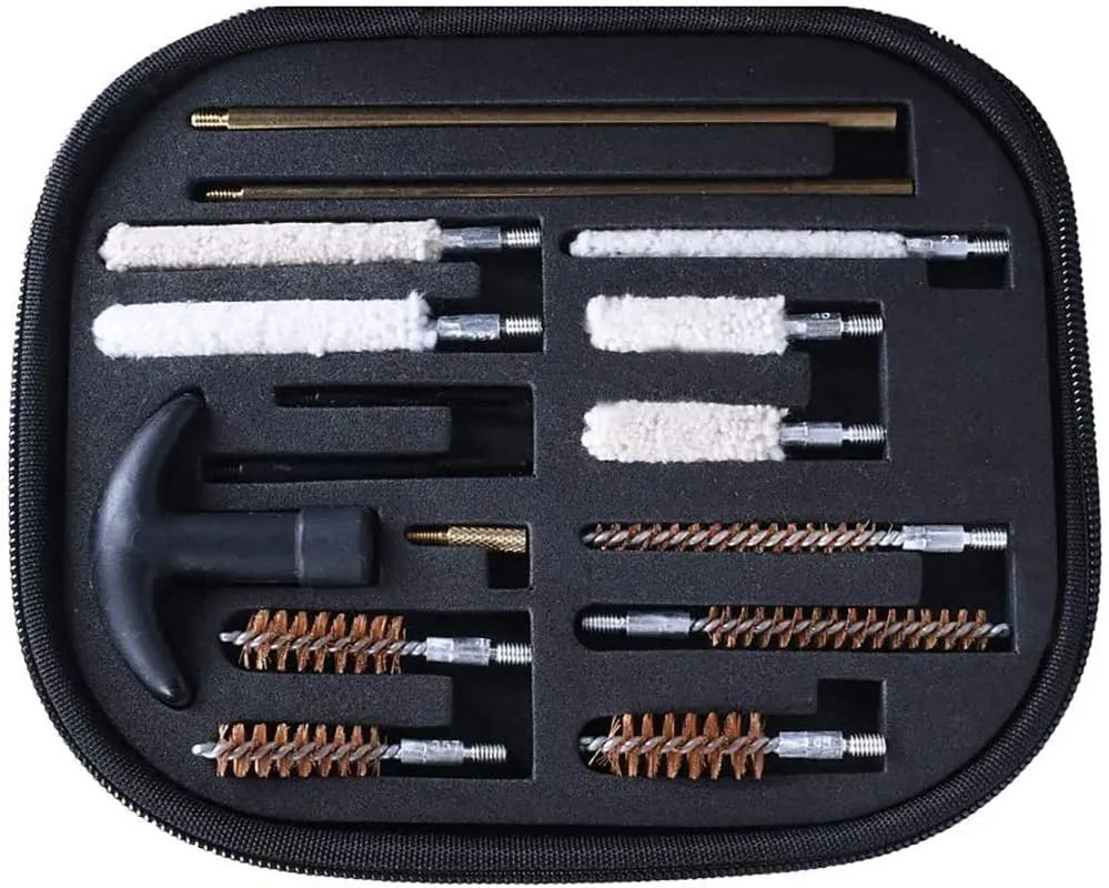 16pcs Universal Gun Cleaning Kit Barrel Brushes Tools for .22.357.270 7mm.40.44.45 cal