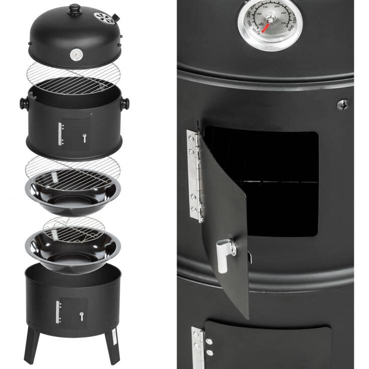 16 Inches 3 in 1 Multi-functions BBQ Smoker Charcoal Vertical Grill