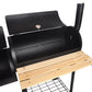 Black Charcoal Grill Barbecue BBQ Trolley with Chimney Grill Offset Smoker with Side Table