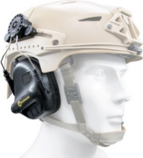 Electronic hearing protection earmuffs for EXFIL® military helmet rails (Team Wendy Helmet)