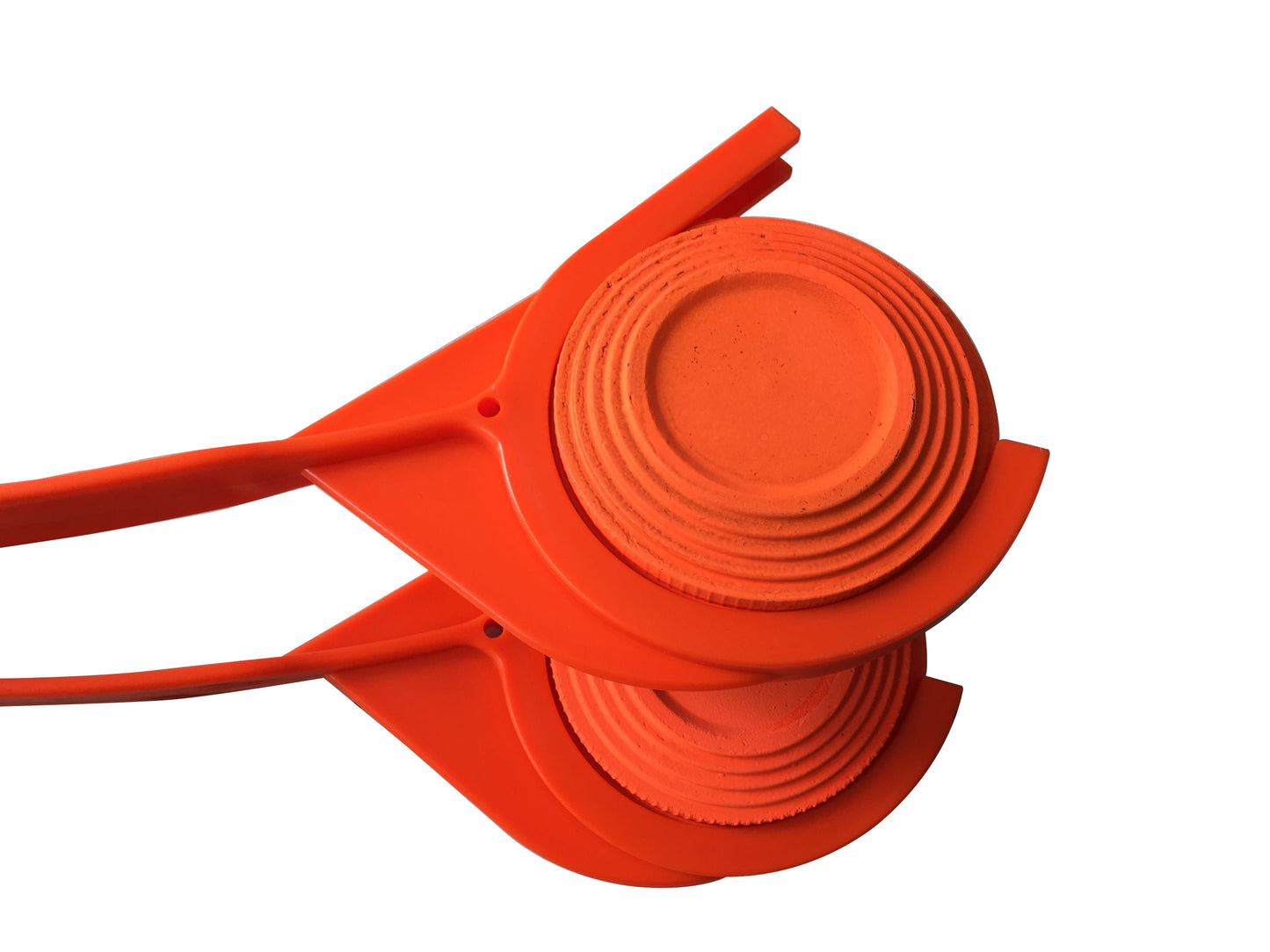 Orange Double Handle Hand Clay Target Thrower with Black Handle